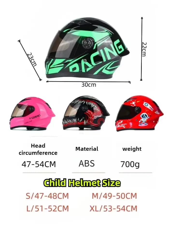 Mignon enfant Karting casques intégraux garçons filles 4 saisons Sports de plein air tête réglable vélo moto équitation enfants casque