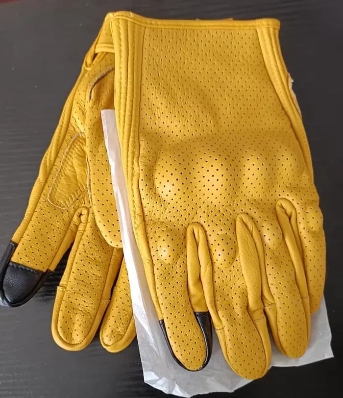 Gants de moto en cuir jaune pour hommes