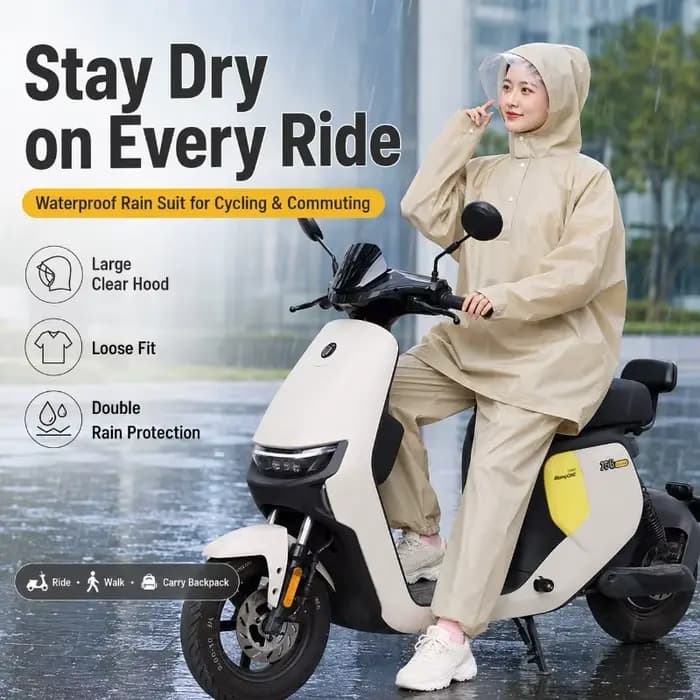 Combinaison de pluie imperméable pour femme – Ensemble deux pièces coupe ample (veste et pantalon)