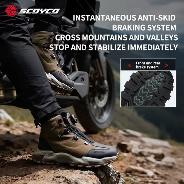 SCOYCO bottes de moto hommes microfibre cuir respirant anti-dérapant résistant à l'usure