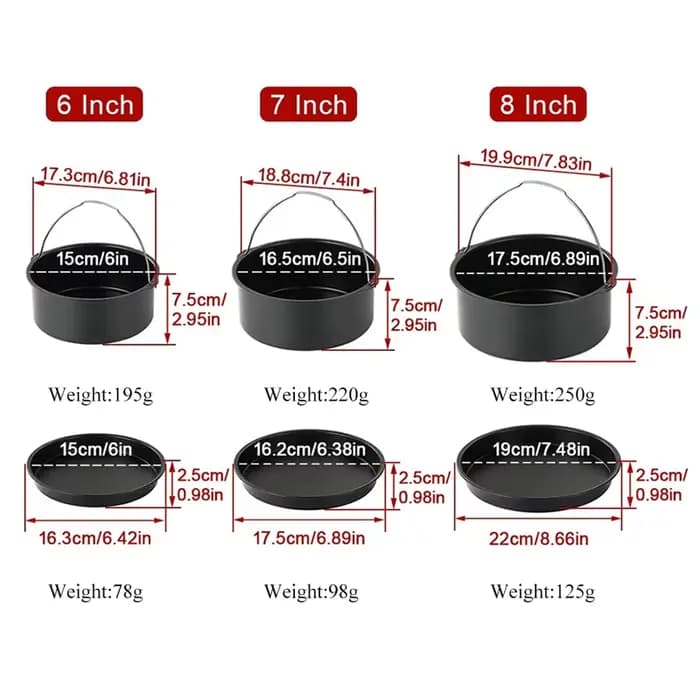 Accessoires de friteuse à Air durables, poêle à Pizza et seau à gâteaux, ensemble d'outils de cuisson pour pain et pâtisserie, accessoires de cuisine