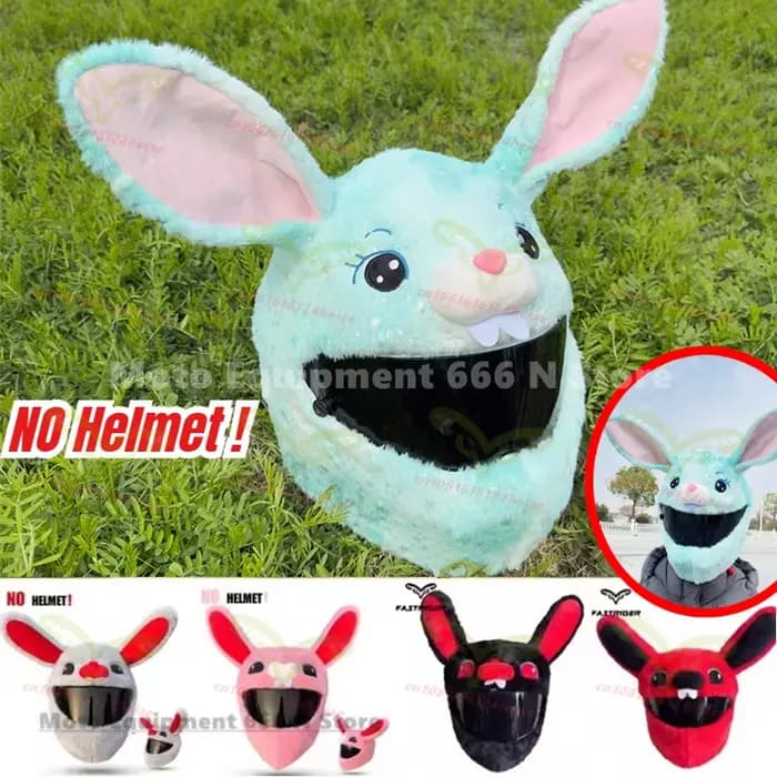 Housse de casque de moto mignonne avec des sequins en forme de lapin
