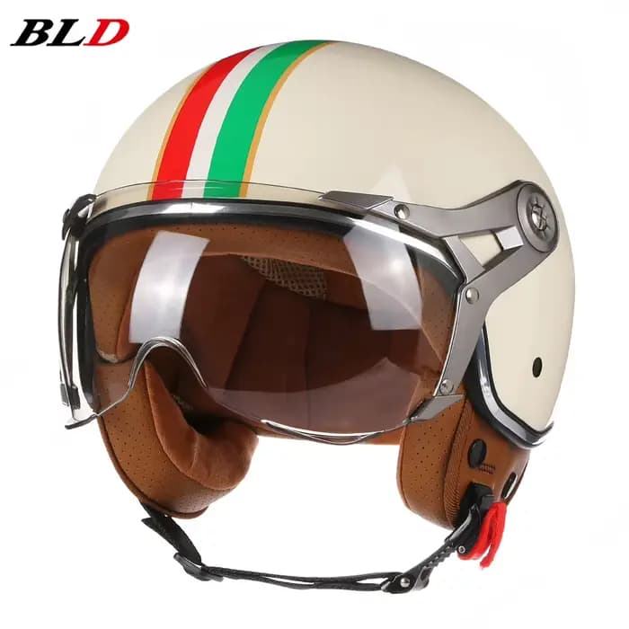 Casque de Moto Vintage TT & COCASCOS Jet avec visière