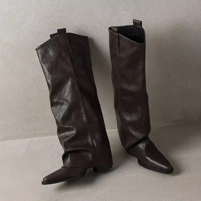 Bottes hautes élégantes à talons mi-hauts pour femmes, escarpins d'hiver à la mode, Chelsea, en cuir, pour la marche, nouvelle collection 2026