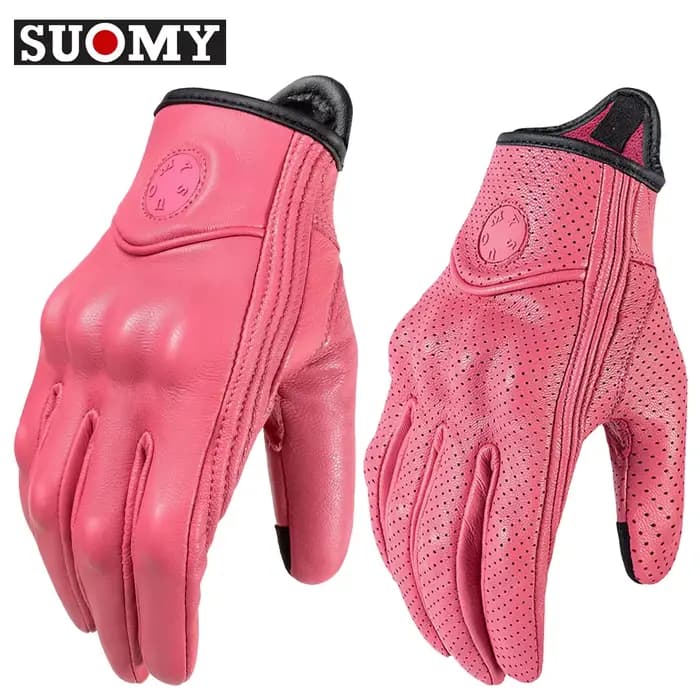 Gants en cuir véritable femme pour moto rétro Anti-chute