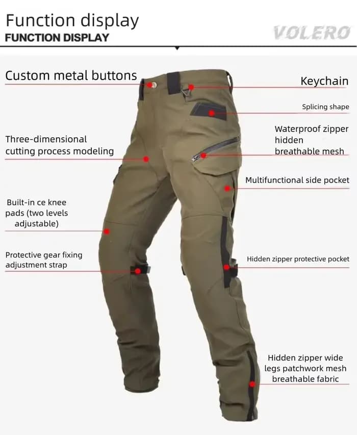 Pantalon de moto toutes saisons coupe-vent double couche respirant taille haute anti-chute