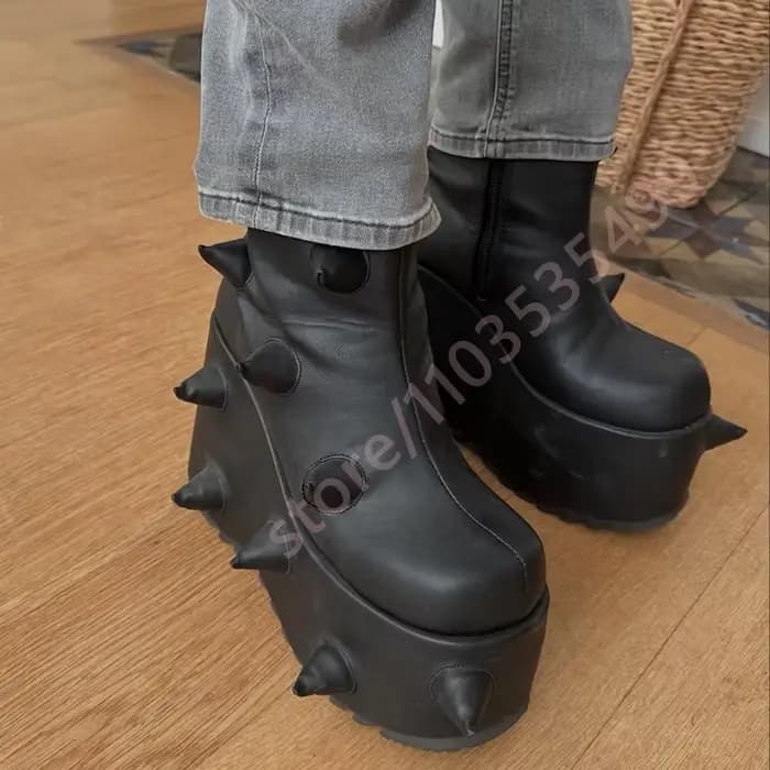 Bottes de moto Punk à pointes noires