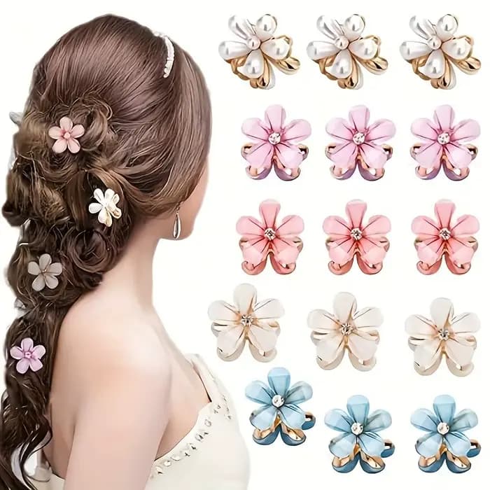 Pinces à cheveux en forme de fleur pour enfants, barrettes décoratives en fausse perle, accessoires de décoration de cheveux, femmes et filles, 6 pièces, 3 pièces, 1 pièce