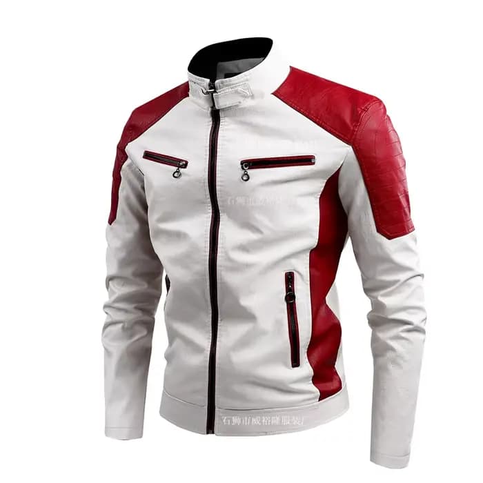 Veste de motard élégante couleurs contrastées classique