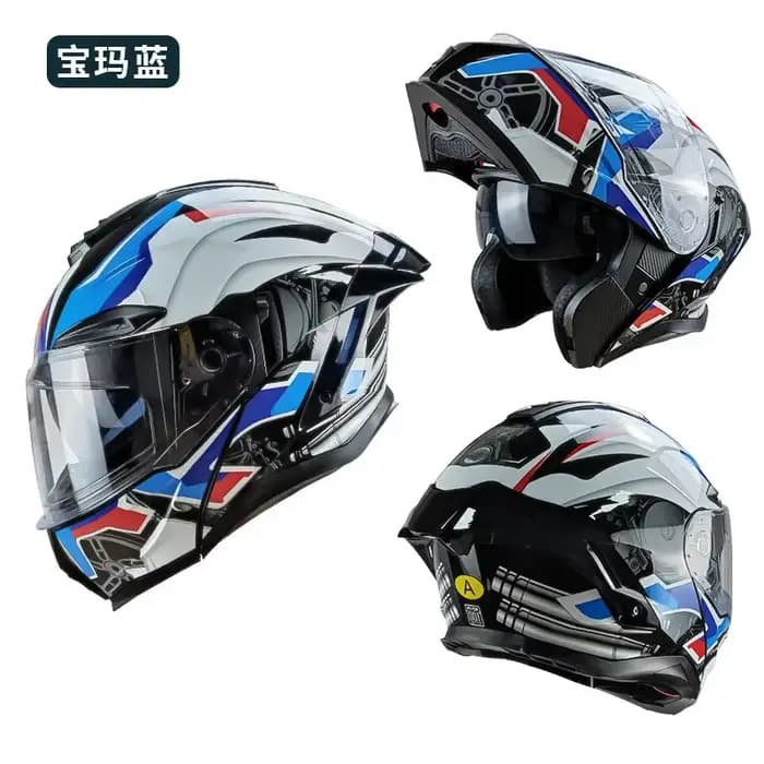 Casque de Moto rabattable intégral double lentille