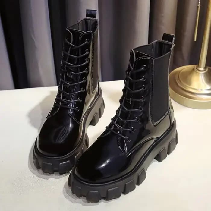 Bottes à Baril Court en Cuir pour Femme