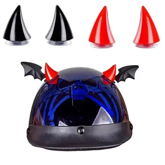 2PCS Décoration de casque de moto mignonne en caoutchouc en forme de corne