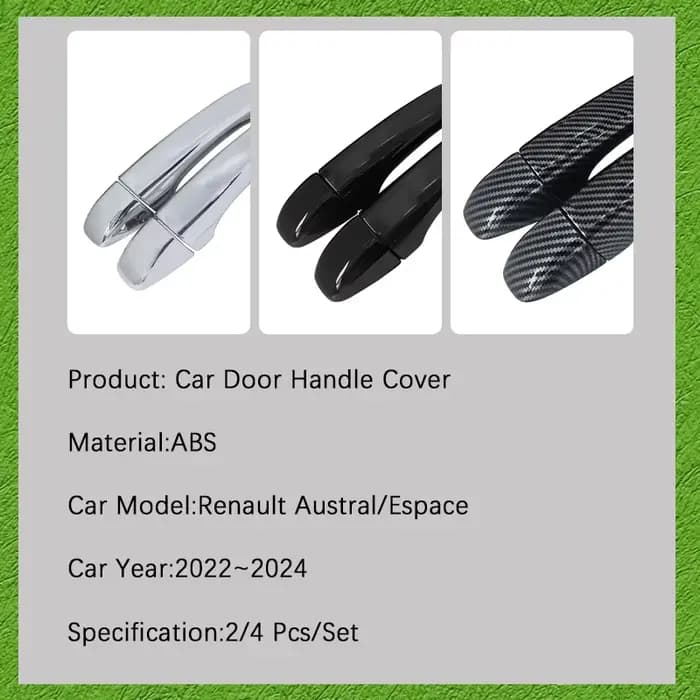 Couvercle de poignée de porte de voiture pour Renault Austral Espace 2022 ~ 2024, garniture anti-poussière, protection extérieure contre les rayures, accessoires de décoration de voiture