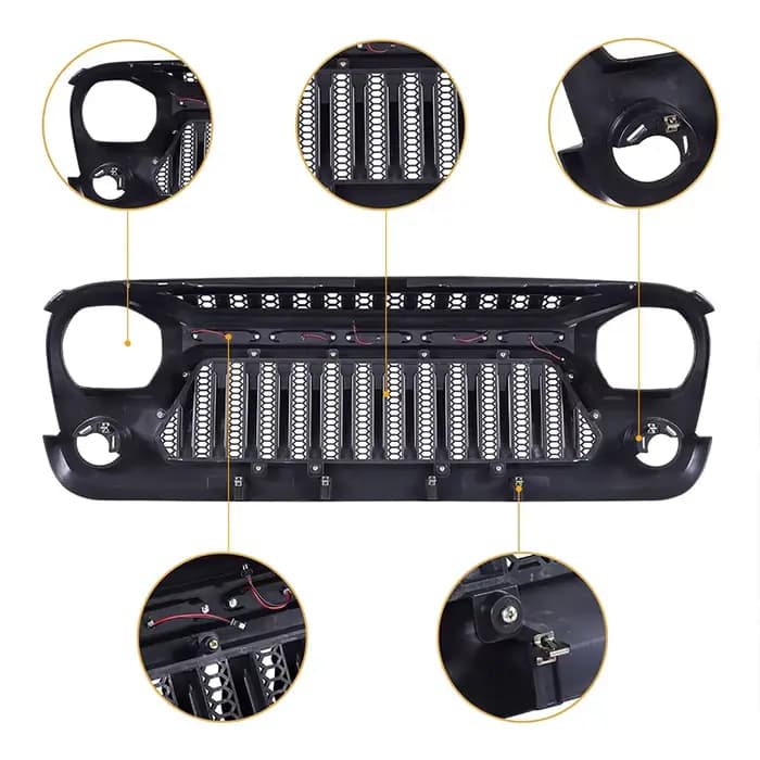 Accessoires pour Wrangler 2007 – 2017 JK 4*4 Jeep, pièces automobiles, Grilles de pare-chocs avant avec feux de circulation Led jaunes