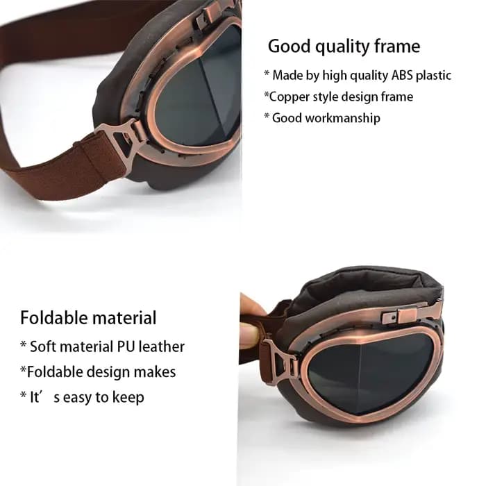 Lunettes de pilote de moto rétro