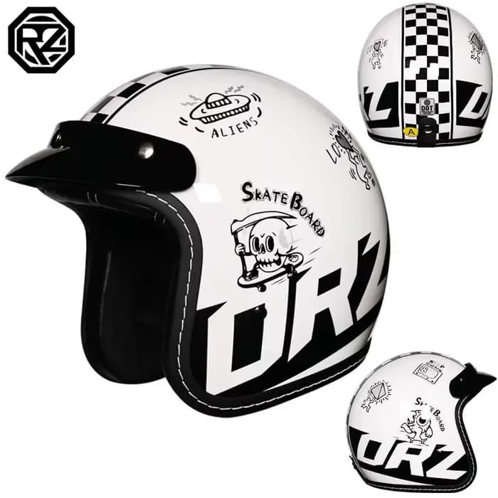 Casque de moto vintage 3/4 ouvert