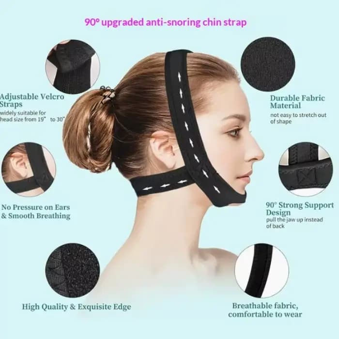 1 pièce Sangle de menton réglable en néoprène pour le sommeil, solution anti-apnée et anti-ronflement, outil de soutien du sommeil