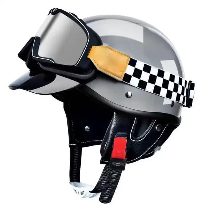 Demi-casque de moto unisexe rétro personnalisé pour garçons et filles