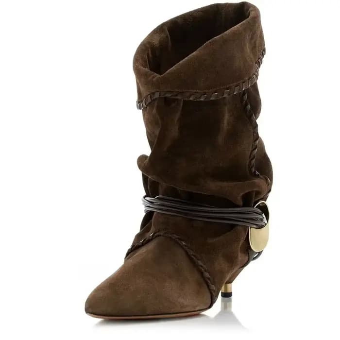 Bottes courtes à talon fin pour femmes, tube large pointu, talon bas déformé, grandes bottes de rinçage, mode automne et hiver, 34-44, nouveau