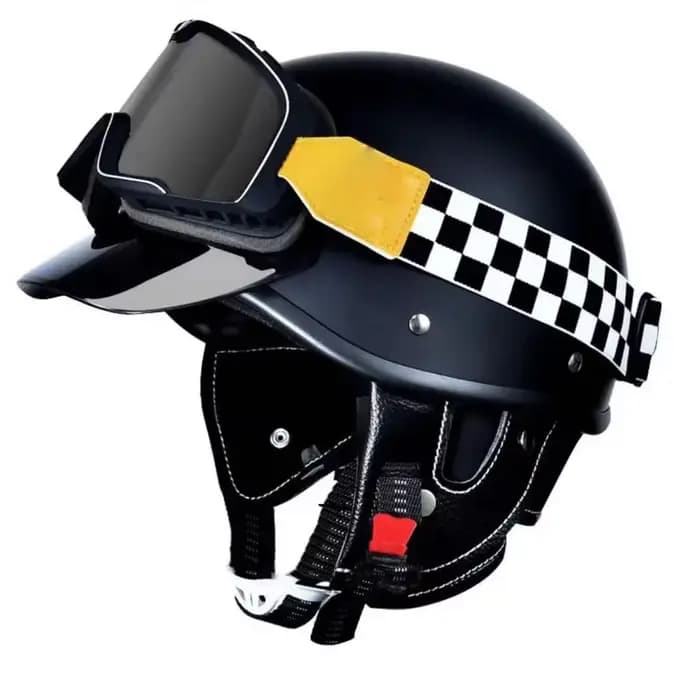 Demi-casque de moto unisexe rétro personnalisé pour garçons et filles