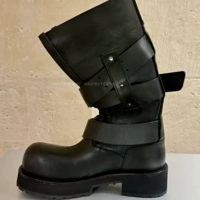 Bottes longues de moto à boucle de ceinture pour hommes et femmes