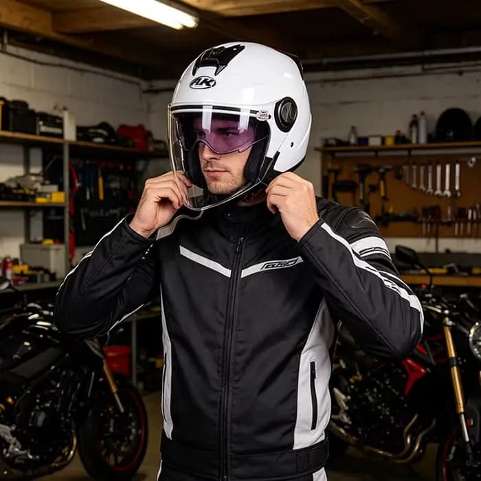 Casque demi-coque toutes saisons AK (Aikai) 720 à double lentille