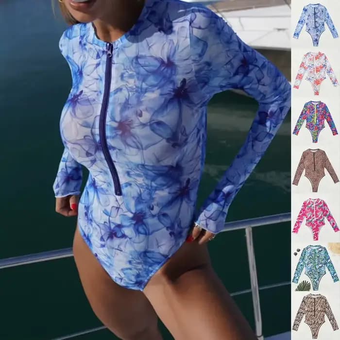 Combinaison de bain pour femmes avec fermeture éclair, protection solaire, haute élasticité, adaptée à la natation, à la plage et à la vie quotidienne