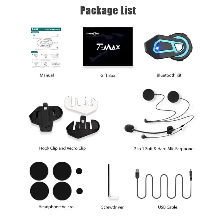 Freedconn-Oreillette Bluetooth 5.0 T Max Pro pour moto