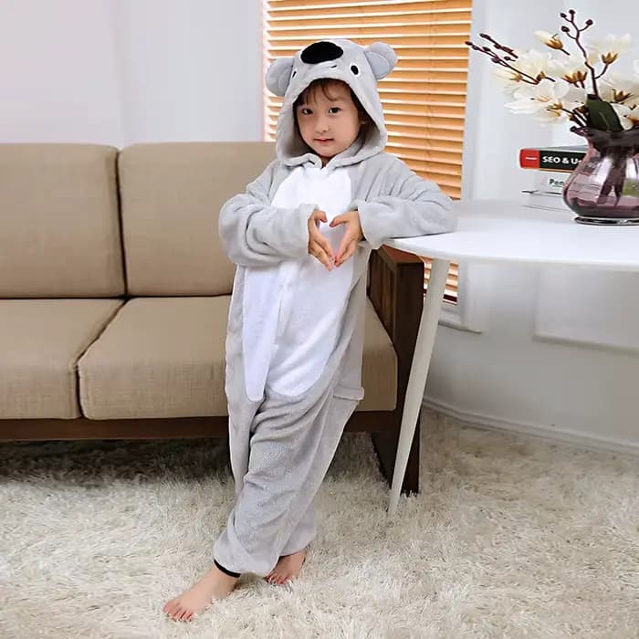 Combinaison en flanelle pour adultes, pyjama une pièce à capuche pour enfants, Kigurumi, Animal de dessin animé Koala, vêtements de détente, Costume de carnaval, vêtements de nuit