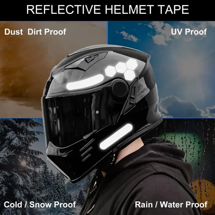 Autocollants réfléchissants noirs invisibles pour casques de moto
