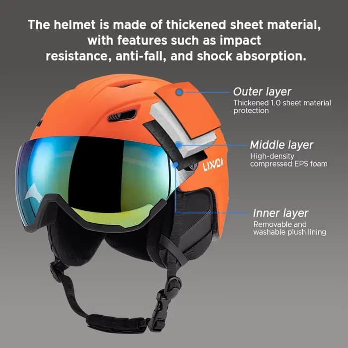 Casque de ski intégré pour homme et femme