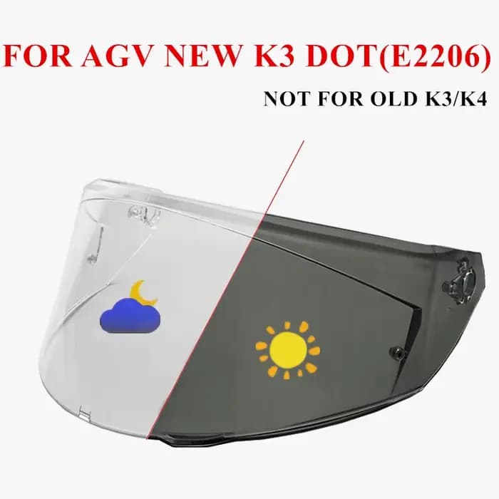 Visière de casque pour AGV, nouveau modèle K3 DOT E2206, lentille de casques de moto, Protection UV, anti-rayures, lunettes noires Iridrum argentées