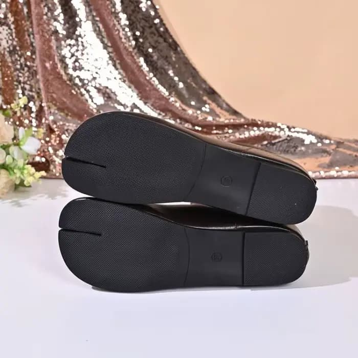 Bottes Tabi en cuir de marque de luxe pour femmes, bottines à semelle plate et ronde, chaussures à bout fendu, mode automne-hiver