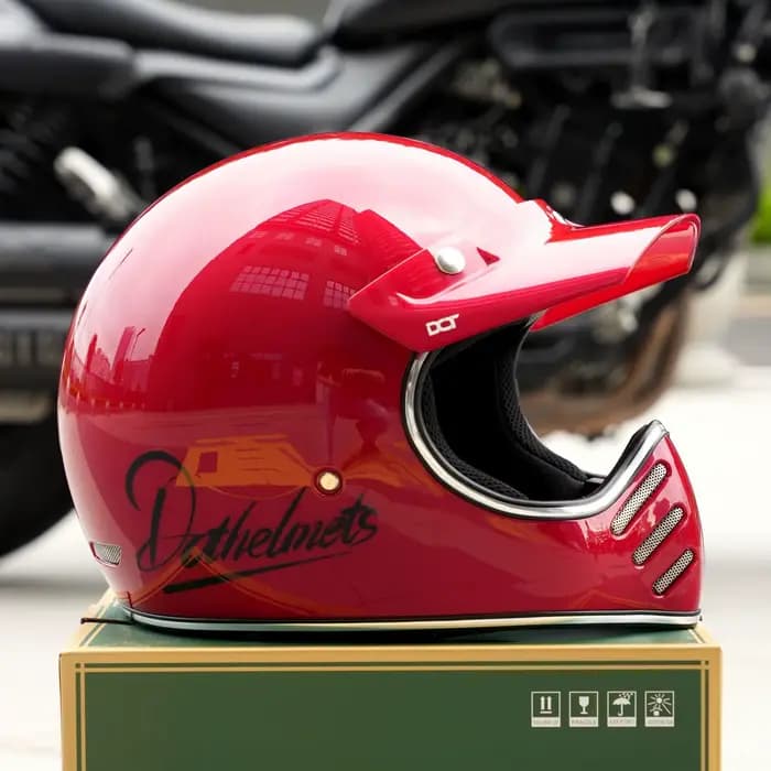 Casque de moto intégral vintage rétro unisexe