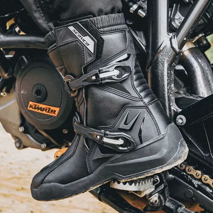 Bottes de moto en cuir de vachette rétro