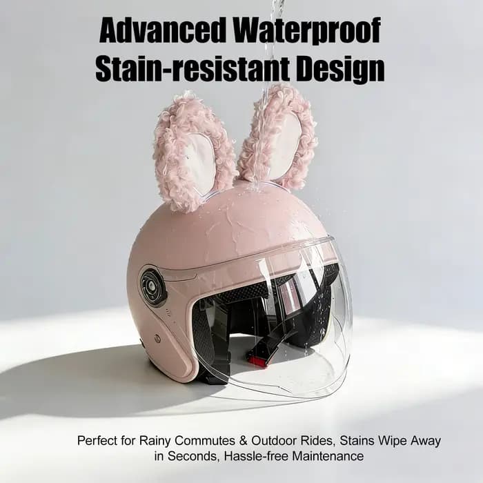 Nouveau casque rose avec décoration en oreilles de lapin en peluche