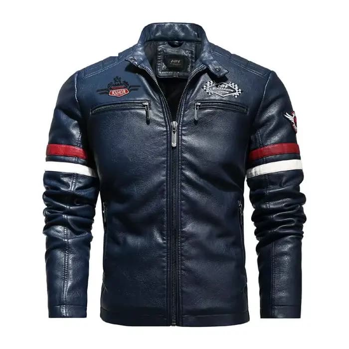 Blouson en cuir de course moto pour homme, blouson brodé assorti, blouson punk rock, pour hommes d'affaires automne et hiver