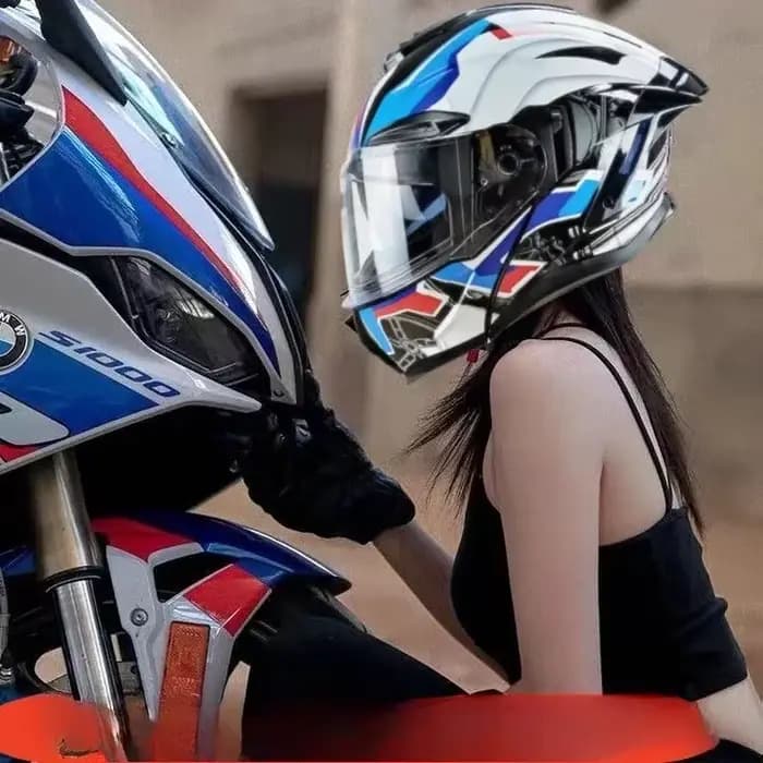 Casque de Moto rabattable intégral double lentille