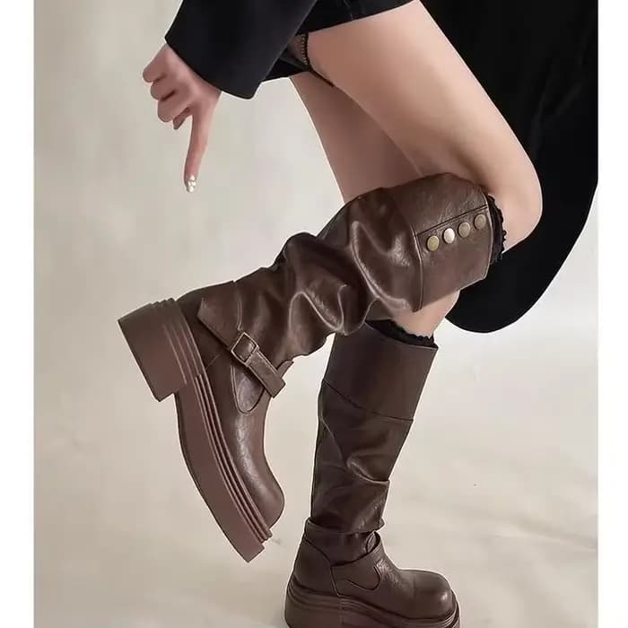 Bottes de moto à plateforme pour femmes