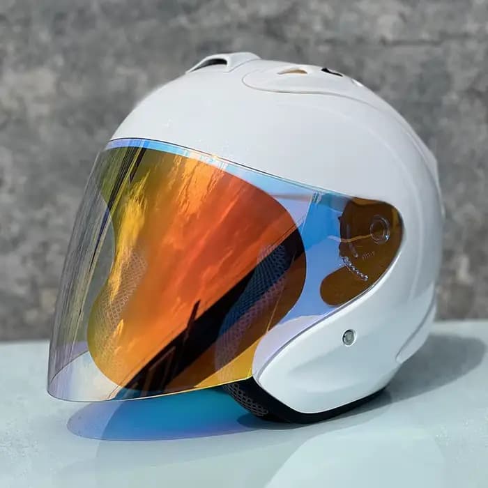 Ram4 blanc perle demi-Casque course visage ouvert Casque d'été hommes et femmes Moto