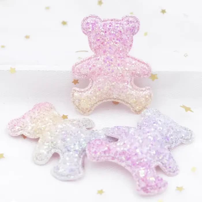 6 Pièces Accessoires Cheveux DIY Paillettes Iridescentes Appliques Ours Décoratives pour Gâteaux et Desserts Fête Anniversaire Filles
