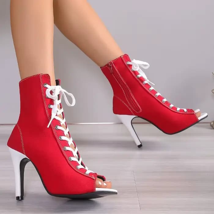 Femmes à lacets mode haute qualité bottes été femmes sandales mode Sexy talons hauts bout ouvert confort chaussures de danse intérieure