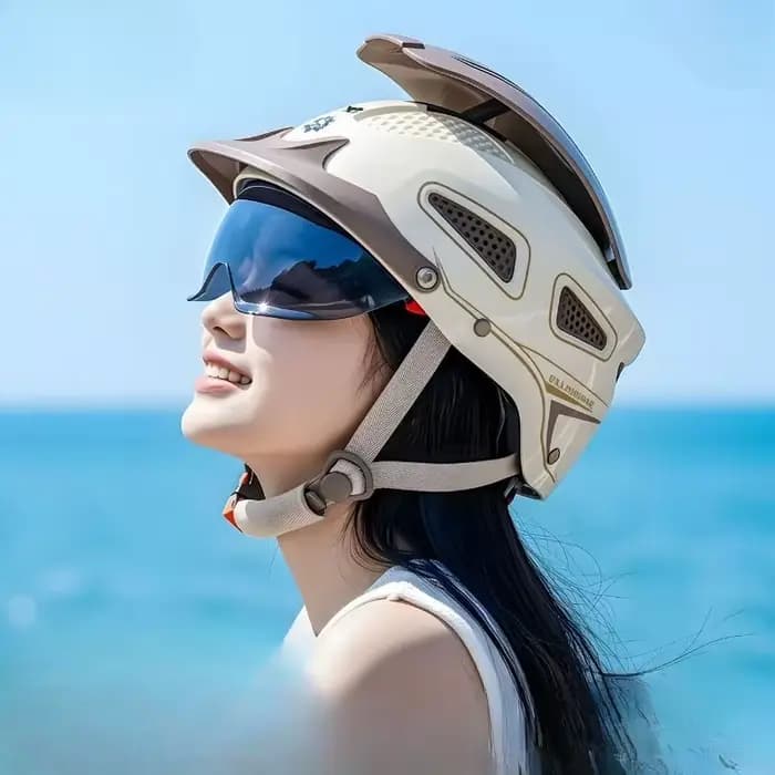 Casque Demi-Coque Rétro pour Moto/Vélo Électrique - ABS
