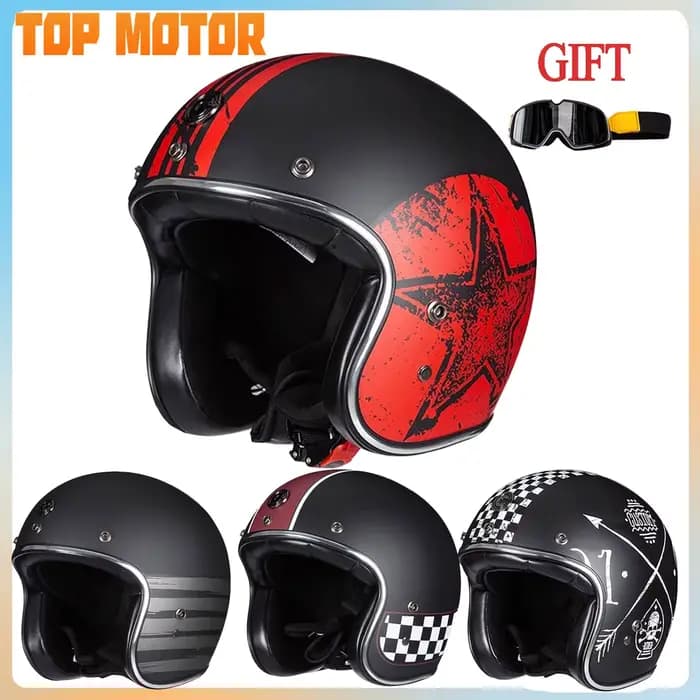 Casque de moto rétro certifié DOT ECE CFR pour hommes et femmes