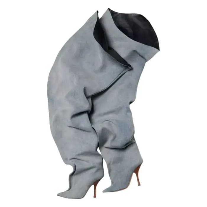 Cuissardes hautes pour femmes, talons aiguilles à jambes larges, bottes hautes à bout pointu, mode élégante, grande taille 46, nouvelle collection 2026