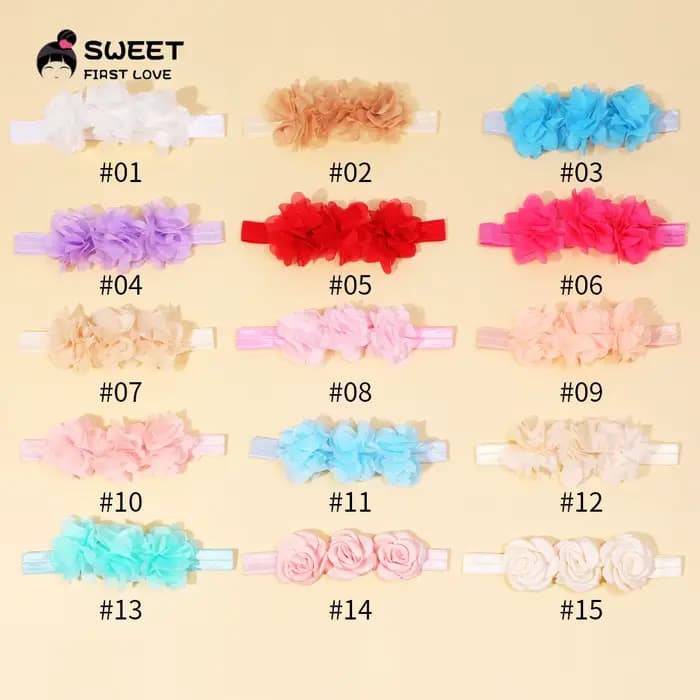 Bandeau artificiel astique en Mousseline de Soie Solide pour Bébé, Accessoire de Princesse pour Nouveau-né, Fille et Garçon