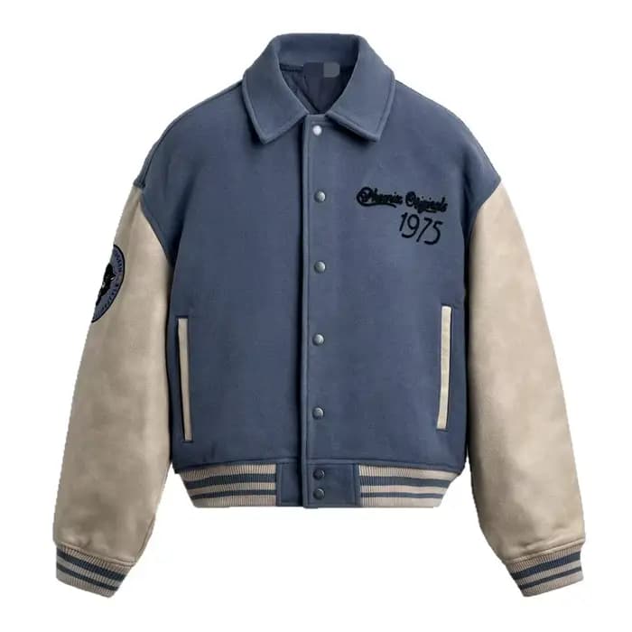 Blouson Aviateur Homme – Col Patchwork, Mélange Coton Chaud, Fermeture à Rabat, Coupe Ample, Manches Longues – Tendance Hiver Jeunesse