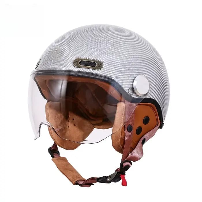 Certification DOT rétro visage ouvert demi Casque Moto Vintage casques en Fiber de carbone