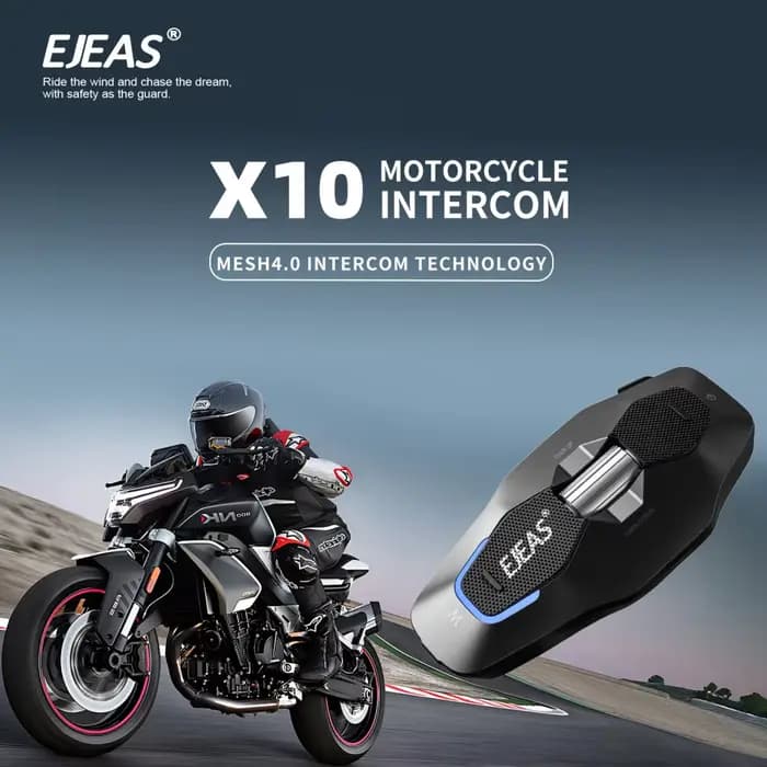 Casque de moto EJEAS X10 Phantom avec interphone Mesh4.0+Bluetooth+5G, étanche IP67, distance de communication entre 2 et 10 motards de 1500 m