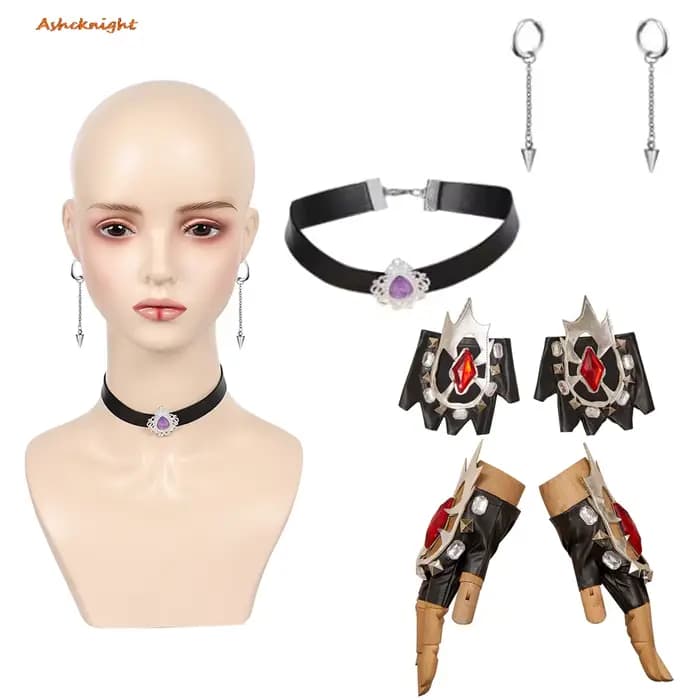 Accessoires de cosplay, collier, boucles d'oreilles, gants, accessoires de déguisement pour fête d'Halloween, carnaval, fantaisie, pour femmes et filles